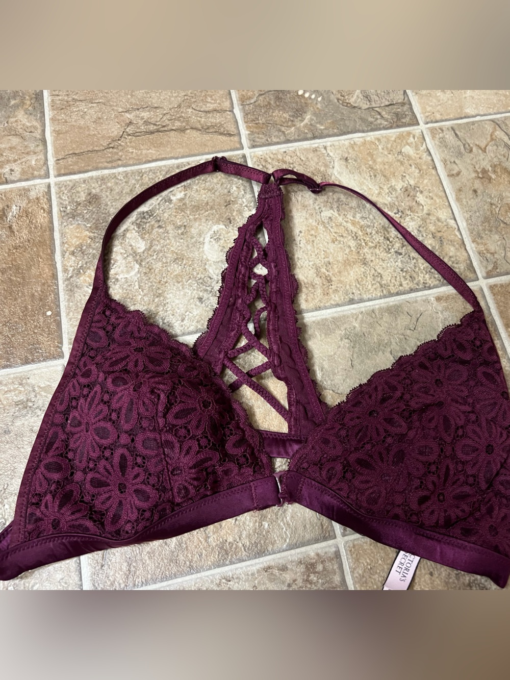 Victoria's Secret Lace Plunge Bralette in Deep Plum